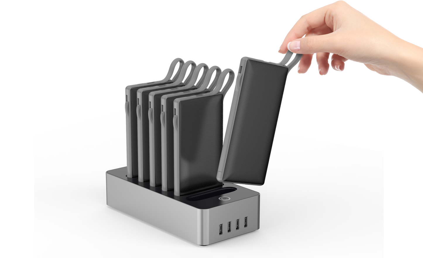 6 Powerbanks mit Ladestation